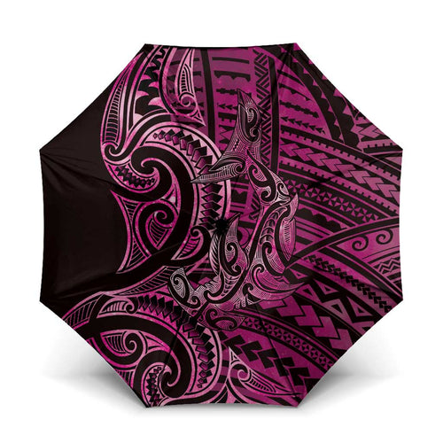 New Zealand Hammerhead Shark Umbrella Maori Haehae Mangopare Pink - Aussie Hoodie