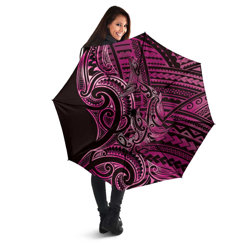 New Zealand Hammerhead Shark Umbrella Maori Haehae Mangopare Pink - Aussie Hoodie