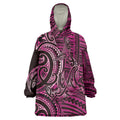New Zealand Hammerhead Shark Wearable Blanket Hoodie Maori Haehae Mangopare Pink - Aussie Hoodie