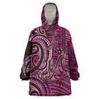 New Zealand Hammerhead Shark Wearable Blanket Hoodie Maori Haehae Mangopare Pink - Aussie Hoodie