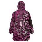 New Zealand Hammerhead Shark Wearable Blanket Hoodie Maori Haehae Mangopare Pink - Aussie Hoodie