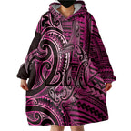 New Zealand Hammerhead Shark Wearable Blanket Hoodie Maori Haehae Mangopare Pink - Aussie Hoodie
