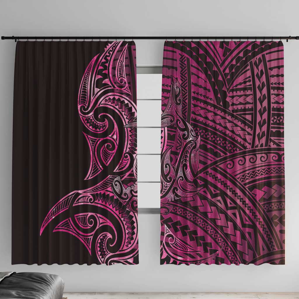 New Zealand Hammerhead Shark Window Curtain Maori Haehae Mangopare Pink - Aussie Hoodie