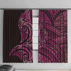 New Zealand Hammerhead Shark Window Curtain Maori Haehae Mangopare Pink - Aussie Hoodie