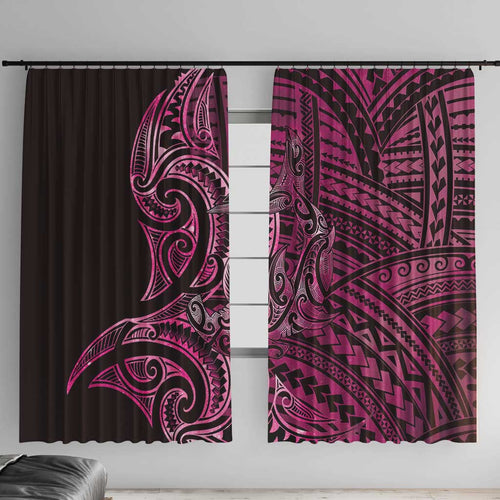 New Zealand Hammerhead Shark Window Curtain Maori Haehae Mangopare Pink - Aussie Hoodie