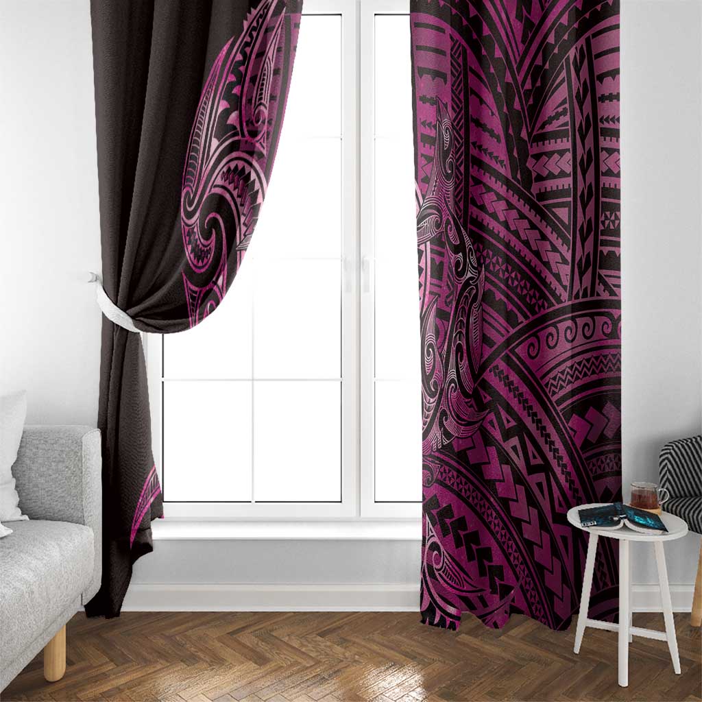 New Zealand Hammerhead Shark Window Curtain Maori Haehae Mangopare Pink - Aussie Hoodie