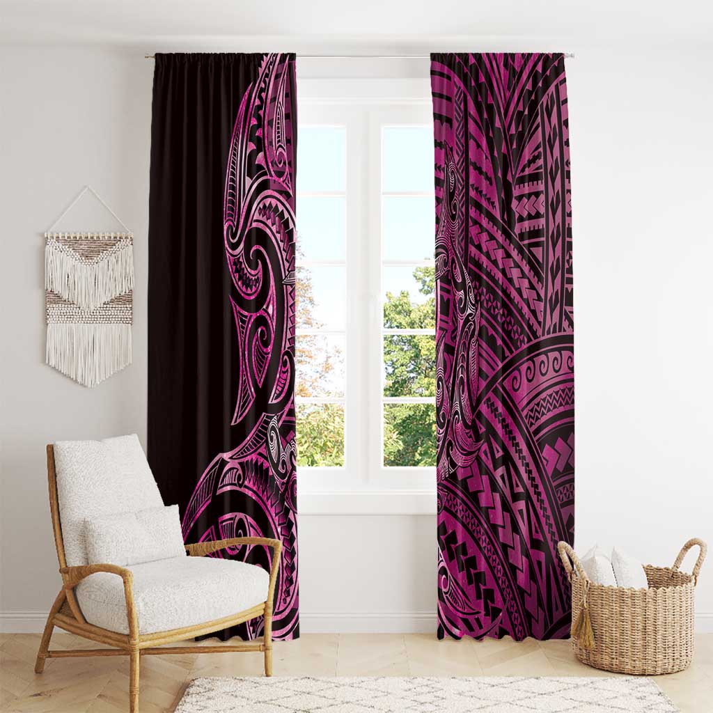 New Zealand Hammerhead Shark Window Curtain Maori Haehae Mangopare Pink - Aussie Hoodie