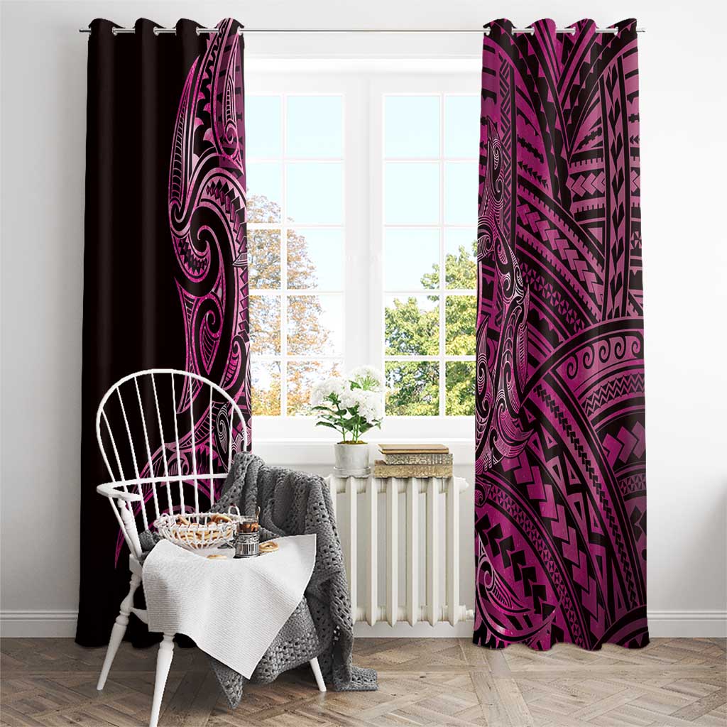 New Zealand Hammerhead Shark Window Curtain Maori Haehae Mangopare Pink - Aussie Hoodie