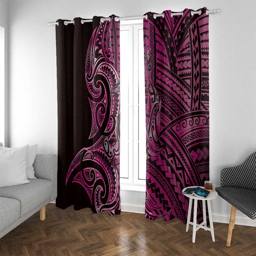 New Zealand Hammerhead Shark Window Curtain Maori Haehae Mangopare Pink - Aussie Hoodie