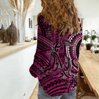 New Zealand Hammerhead Shark Women Casual Shirt Maori Haehae Mangopare Pink - Aussie Hoodie