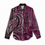 New Zealand Hammerhead Shark Women Casual Shirt Maori Haehae Mangopare Pink - Aussie Hoodie