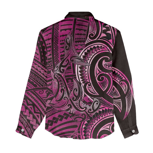 New Zealand Hammerhead Shark Women Casual Shirt Maori Haehae Mangopare Pink - Aussie Hoodie