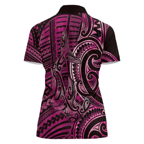 New Zealand Hammerhead Shark Women Polo Shirt Maori Haehae Mangopare Pink - Aussie Hoodie