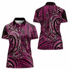 New Zealand Hammerhead Shark Women Polo Shirt Maori Haehae Mangopare Pink - Aussie Hoodie
