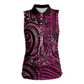 New Zealand Hammerhead Shark Women Sleeveless Polo Shirt Maori Haehae Mangopare Pink - Aussie Hoodie