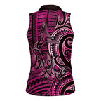 New Zealand Hammerhead Shark Women Sleeveless Polo Shirt Maori Haehae Mangopare Pink - Aussie Hoodie