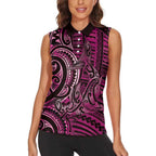 New Zealand Hammerhead Shark Women Sleeveless Polo Shirt Maori Haehae Mangopare Pink - Aussie Hoodie