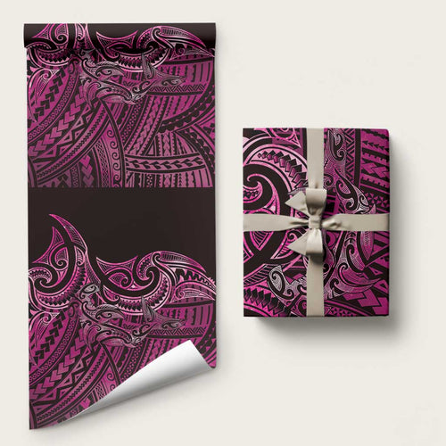 New Zealand Hammerhead Shark Wrapping Paper Maori Haehae Mangopare Pink - Aussie Hoodie