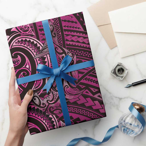 New Zealand Hammerhead Shark Wrapping Paper Maori Haehae Mangopare Pink - Aussie Hoodie