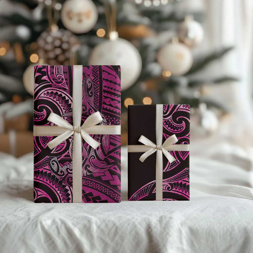 New Zealand Hammerhead Shark Wrapping Paper Maori Haehae Mangopare Pink - Aussie Hoodie