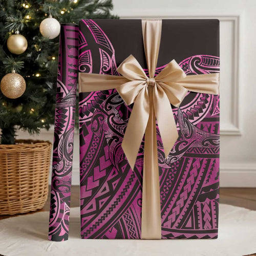 New Zealand Hammerhead Shark Wrapping Paper Maori Haehae Mangopare Pink - Aussie Hoodie