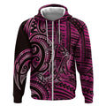 New Zealand Hammerhead Shark Zip Hoodie Maori Haehae Mangopare Pink - Aussie Hoodie