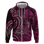 New Zealand Hammerhead Shark Zip Hoodie Maori Haehae Mangopare Pink - Aussie Hoodie