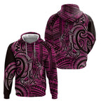 New Zealand Hammerhead Shark Zip Hoodie Maori Haehae Mangopare Pink - Aussie Hoodie