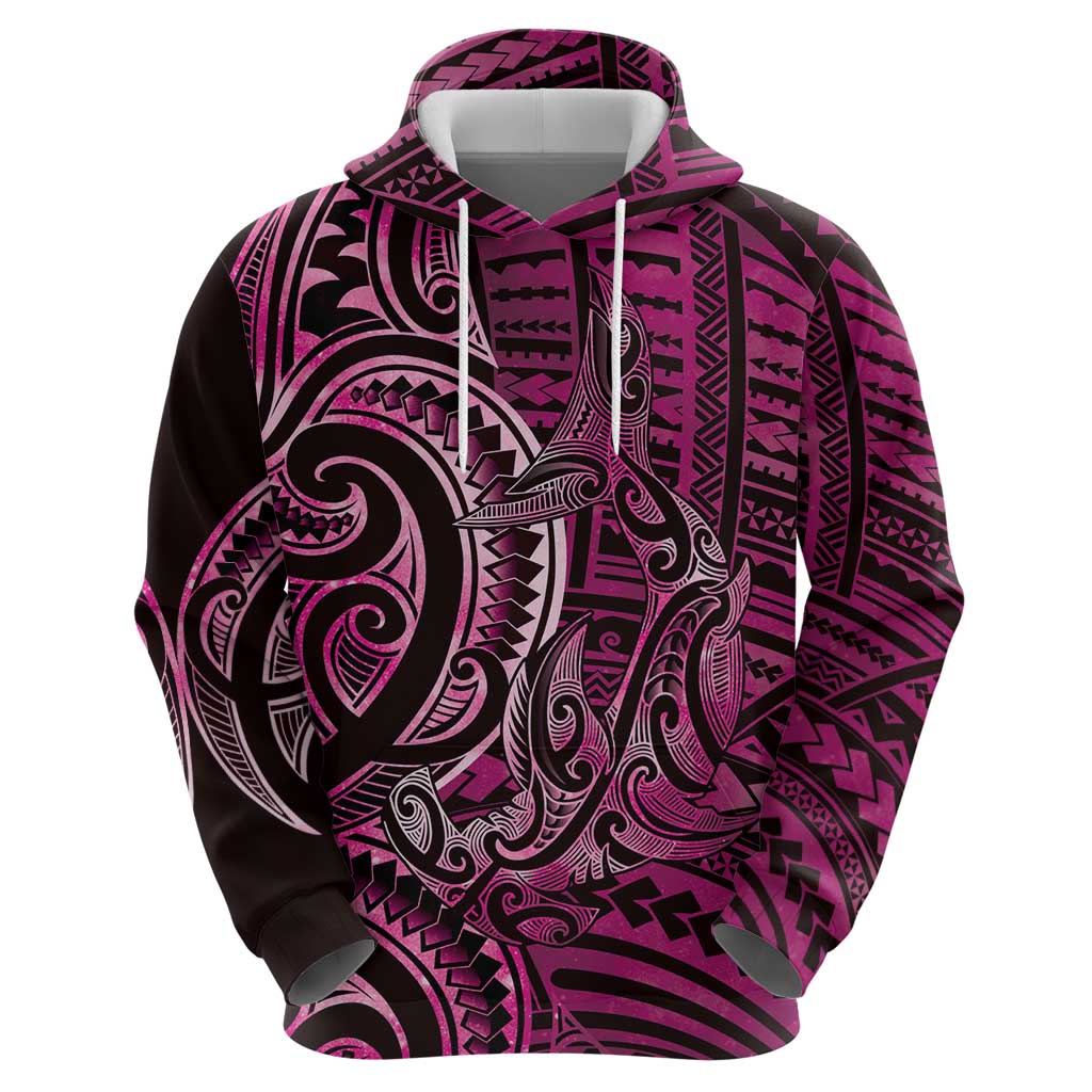 New Zealand Hammerhead Shark Zip Hoodie Maori Haehae Mangopare Pink - Aussie Hoodie