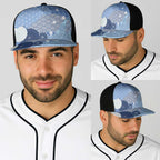 Blue Japanese Traditional Motifs Baseball Net Cap Palaka With Asanoha Seigaiha Sakura - Aussie Hoodie