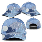 Blue Japanese Traditional Motifs Classic Cap Palaka With Asanoha Seigaiha Sakura - Aussie Hoodie