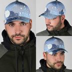 Blue Japanese Traditional Motifs Classic Cap Palaka With Asanoha Seigaiha Sakura - Aussie Hoodie