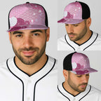 Pink Japanese Traditional Motifs Baseball Net Cap Palaka With Asanoha Seigaiha Sakura - Aussie Hoodie