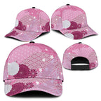 Pink Japanese Traditional Motifs Classic Cap Palaka With Asanoha Seigaiha Sakura - Aussie Hoodie
