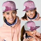 Pink Japanese Traditional Motifs Mesh Trucker Cap Palaka With Asanoha Seigaiha Sakura - Aussie Hoodie