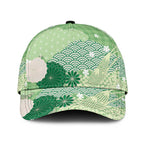 Green Japanese Traditional Motifs Classic Cap Palaka With Asanoha Seigaiha Sakura - Aussie Hoodie