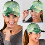Green Japanese Traditional Motifs Classic Cap Palaka With Asanoha Seigaiha Sakura - Aussie Hoodie