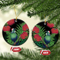 New Zealand Tui Bird Christmas Ceramic Ornament Maori Fern Mix Pohotukawa