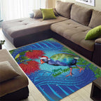 New Zealand Takahe Christmas Area Rug Maori Fern Mix Pohotukawa
