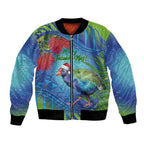 New Zealand Takahe Christmas Bomber Jacket Maori Fern Mix Pohotukawa