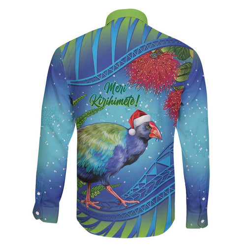 New Zealand Takahe Christmas Family Matching Off Shoulder Short Dress and Hawaiian Shirt Maori Fern Mix Pohotukawa
