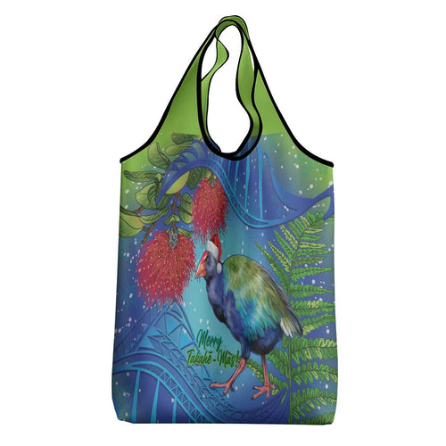 New Zealand Takahe Christmas Grocery Bag Maori Fern Mix Pohotukawa