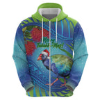 New Zealand Takahe Christmas Hoodie Maori Fern Mix Pohotukawa