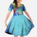 New Zealand Takahe Christmas Kid Short Sleeve Dress Maori Fern Mix Pohotukawa