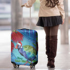 New Zealand Takahe Christmas Luggage Cover Maori Fern Mix Pohotukawa