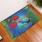 New Zealand Takahe Christmas Rubber Doormat Maori Fern Mix Pohotukawa