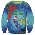 New Zealand Takahe Christmas Sweatshirt Maori Fern Mix Pohotukawa