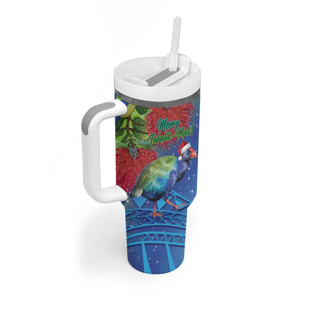 New Zealand Takahe Christmas Tumbler With Handle Maori Fern Mix Pohotukawa