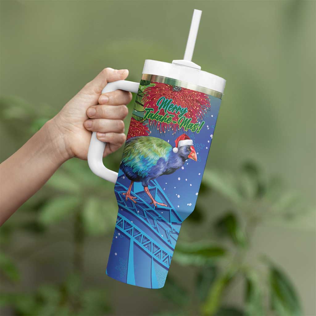 New Zealand Takahe Christmas Tumbler With Handle Maori Fern Mix Pohotukawa