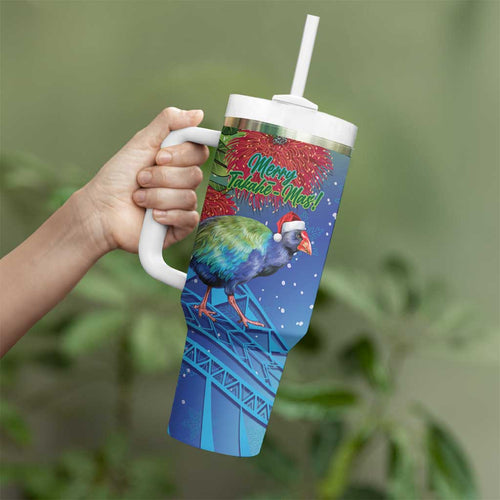 New Zealand Takahe Christmas Tumbler With Handle Maori Fern Mix Pohotukawa